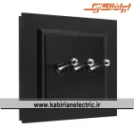 کلید سه پل اهرمی برلیان پلکسی مشکی ایران الکتریک