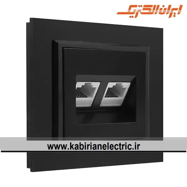 KB-001564 سوکت شبکه کامپیوتر برلیان پلکسی مشکی ایران الکتریک - تصویر 1