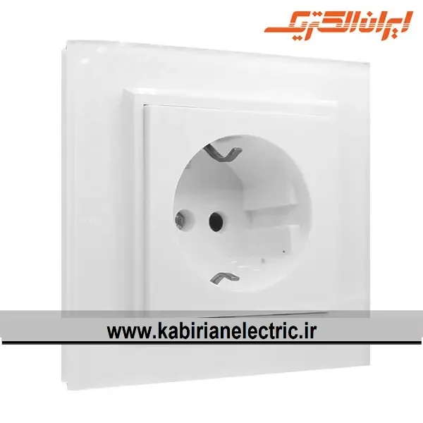 KB-001570 پریز برق ارتدار برلیان پلکسی سفید ایران الکتریک - تصویر 1