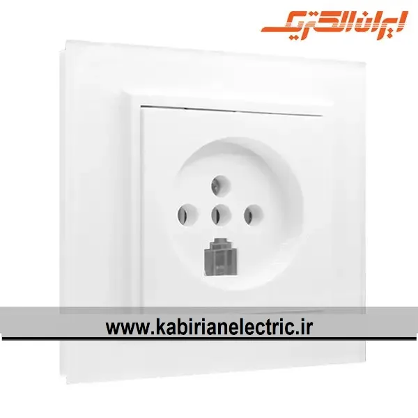 KB-001571 پریز تلفن دوکاره برلیان پلکسی سفید ایران الکتریک - تصویر 1