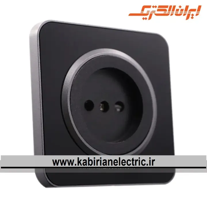 KB-001621 پریز برق ساده اسپیناس زغالی زه مشکی ایران الکتریک - تصویر 1
