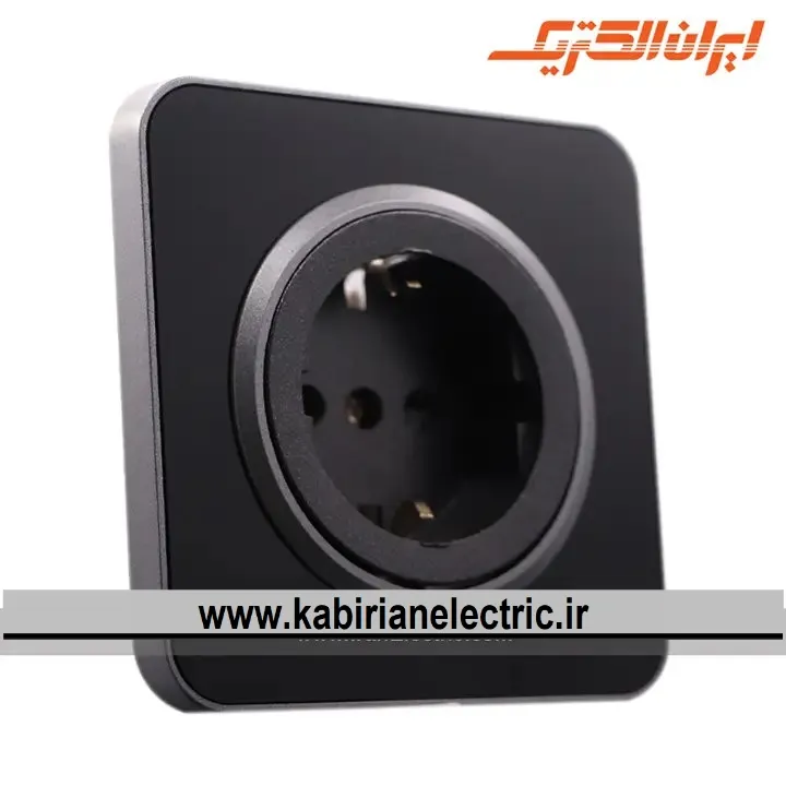 KB-001626 پریز برق ارتدار اسپیناس زغالی زه مشکی ایران الکتریک - تصویر 1
