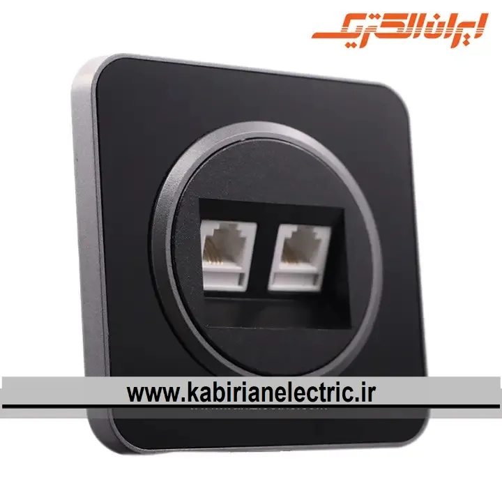 KB-001641 سوکت تلفن دوتایی اسپیناس زغالی زه مشکی ایران الکتریک - تصویر 1