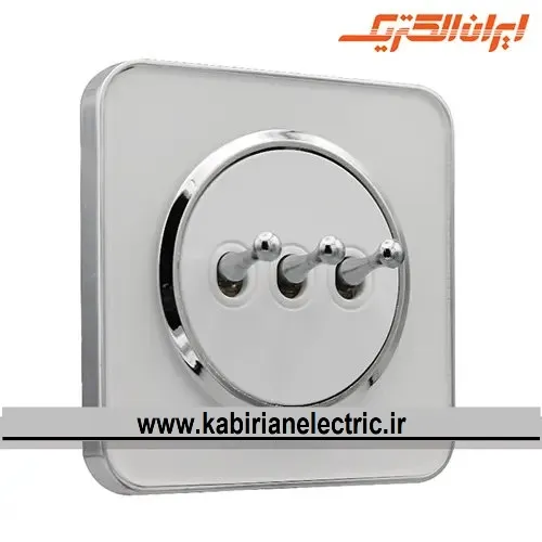 KB-001700 کلید سه پل اهرمی اسپیناس سیلور زه سفید میان سفید ایران الکتریک - تصویر 1