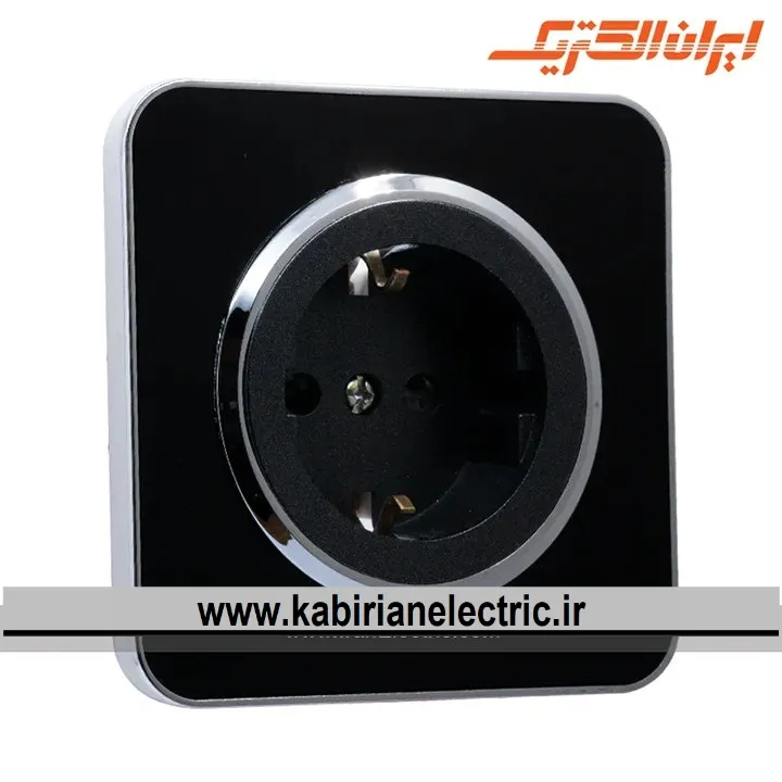KB-001719 پریز برق ارت سرامیک اسپیناس سیلور زه مشکی میان مشکی ایران الکتریک - تصویر 1