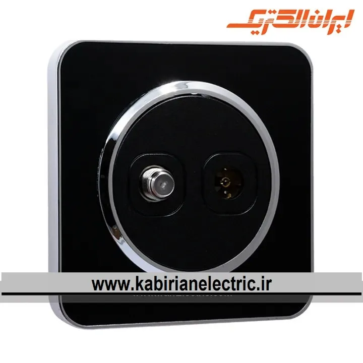 KB-001722 پریز آنتن دوتایی TV-SAT اسپیناس سیلور زه مشکی میان مشکی ایران الکتریک - تصویر 1