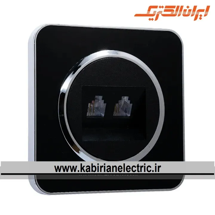 KB-001725 سوکت تلفن دوتایی اسپیناس سیلور زه مشکی میان مشکی ایران الکتریک - تصویر 1