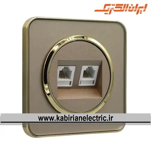 KB-001753 سوکت تلفن دوتایی اسپیناس طلایی زه بژ میان بژ ایران الکتریک - تصویر 1