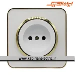 پریز برق ساده اسپیناس طلایی زه سفید میان سفید ایران الکتریک - تصویر 2