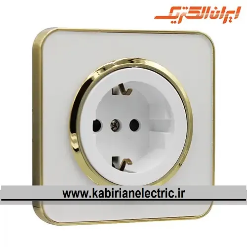 KB-001766 پریز برق ارتدار اسپیناس طلایی زه سفید میان سفید ایران الکتریک - تصویر 1