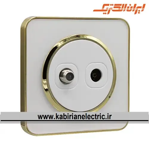 KB-001778 پریز آنتن دوتایی TV-SAT اسپیناس طلایی زه سفید میان سفید ایران الکتریک - تصویر 1