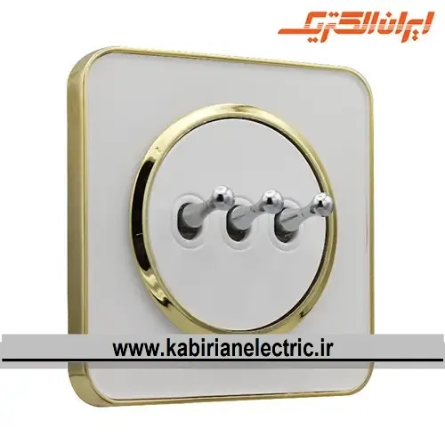 KB-001784 کلید سه پل اهرمی اسپیناس طلایی زه سفید میان سفید ایران الکتریک - تصویر 1