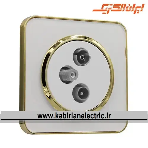 KB-001786 پریز آنتن RD-SAT-TV اسپیناس طلایی زه سفید میان سفید ایران الکتریک - تصویر 1