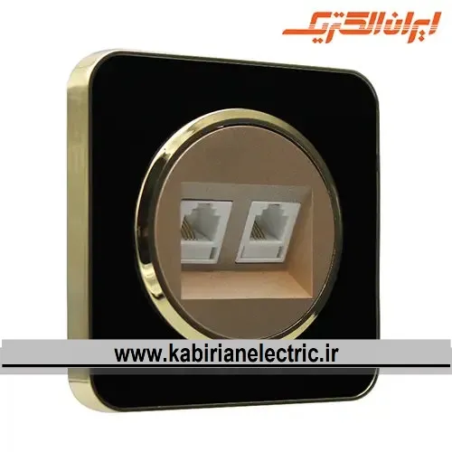 KB-001809 سوکت تلفن دوتایی اسپیناس طلایی زه مشکی میان بژ ایران الکتریک - تصویر 1