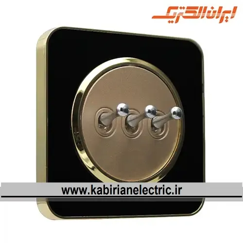 KB-001812 کلید سه پل اهرمی اسپیناس طلایی زه مشکی میان بژ ایران الکتریک - تصویر 1