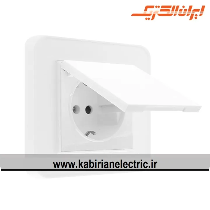 KB-001890 پریز برق ارت دربدار ارس سفید ایران الکتریک - تصویر 1